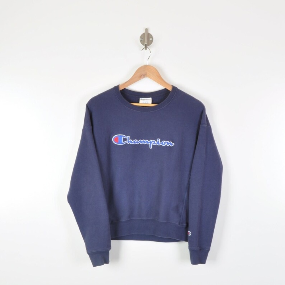 Vintage Champion Reverse Weave Sweater Navy Ladies - Picture 1 of 7